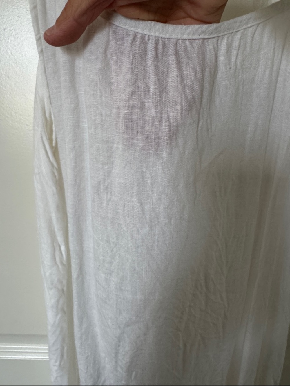 100% Linen White Midi Slip Dress Ruffle Hem Angelcore Minimalist made in Italy - Picture 7 of 8